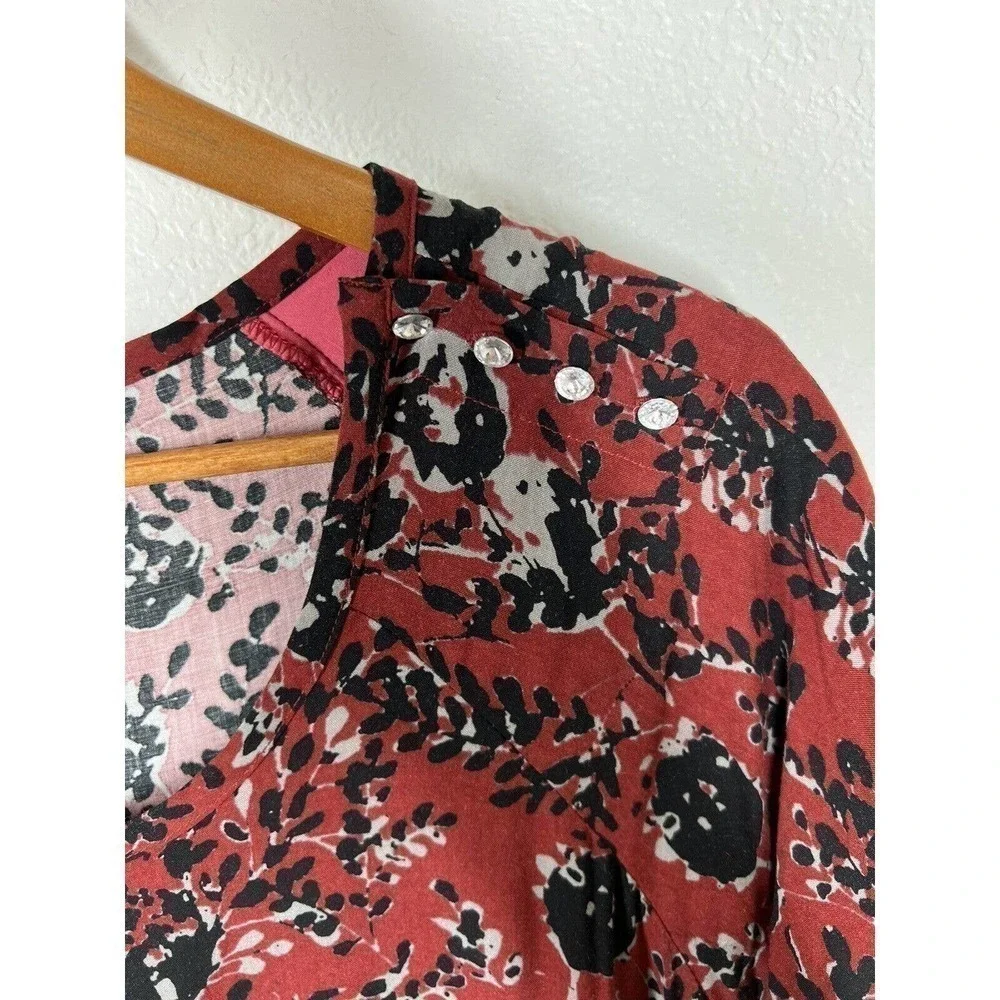 Matilda Jane Helena Tiered Flapper Dress Medium M Floral Knit Flutter Sleeves